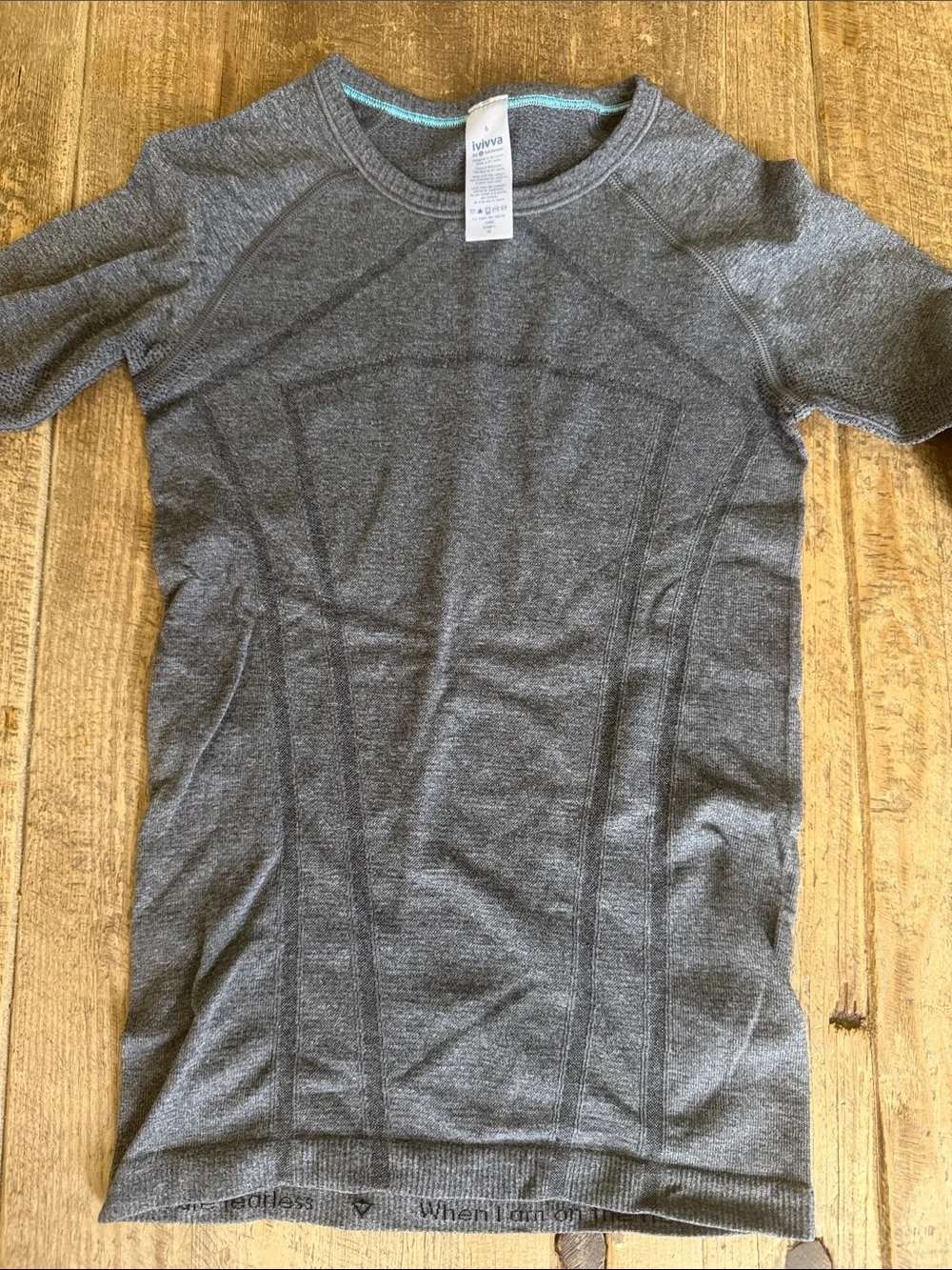 Ivivva Heather Gray Crewneck Active Top with Teal Trim